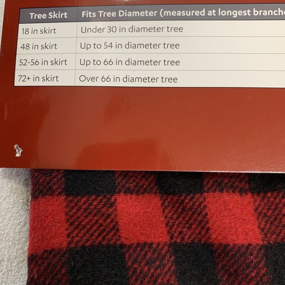 Christmas Tree Skirt Flannel Buffalo Check Plaid Red Black 48inch Farmhouse Cozy - Picture 7 of 7